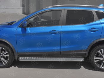 26 999 р. Порожки для ног SLITKOFF (Ø42 мм)  Nissan Qashqai  2 (2017-2022) J11 рестайлинг (Лист алюминиевый, труба - нержавейка)  с доставкой в г. Таганрог. Увеличить фотографию 2