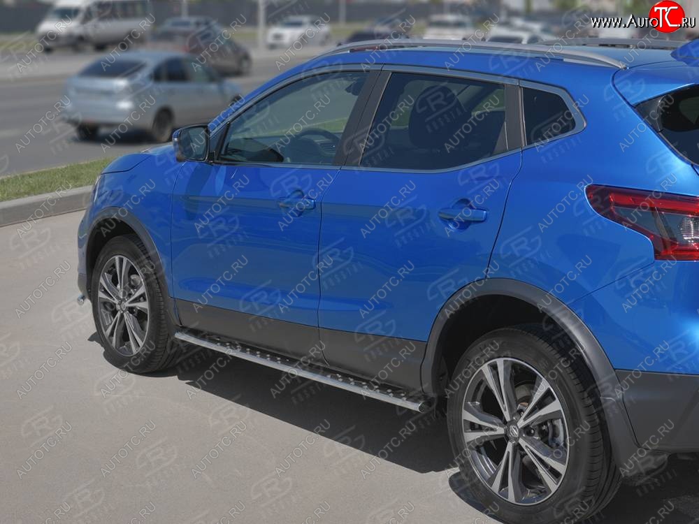 21 749 р. Защита порогов (Ø75x42 мм с проступью, нержавейка) Russtal Nissan Qashqai 2 J11 рестайлинг (2017-2022)  с доставкой в г. Таганрог