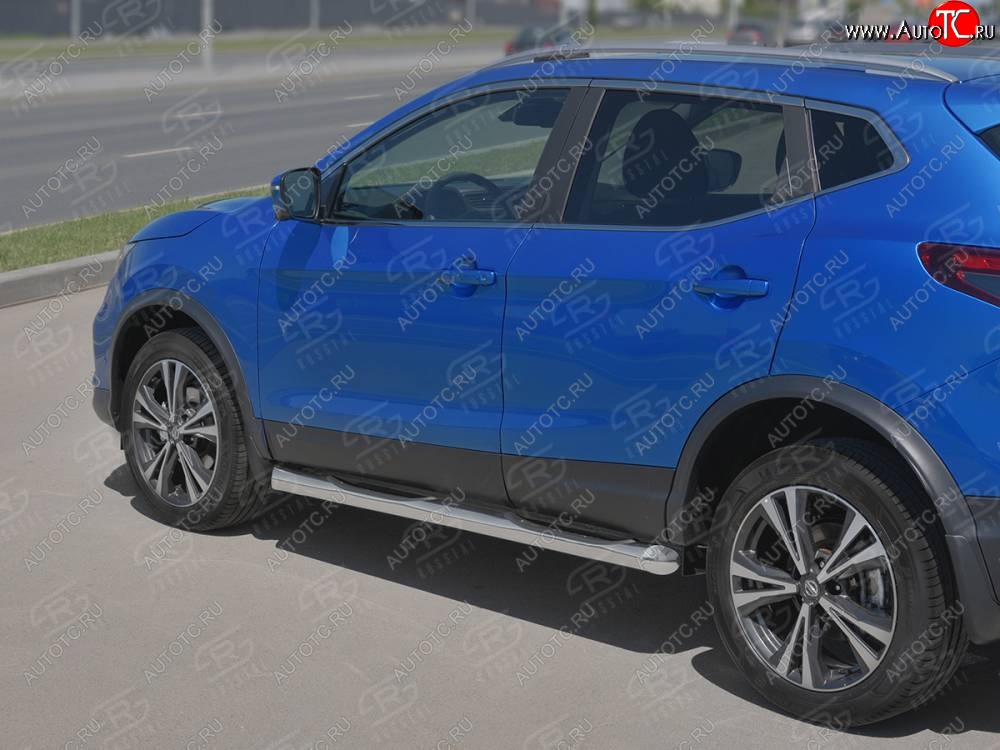 24 549 р. Защита порогов (Ø76 мм с проступью, нержавейка) SLITKOFF  Nissan Qashqai  2 (2017-2022) J11 рестайлинг (Металлические торцы под 45°)  с доставкой в г. Таганрог