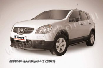 7 999 р. Защита переднего бампер Slitkoff  Nissan Qashqai +2  1 (2008-2010) J10 дорестайлинг (Цвет: серебристый)  с доставкой в г. Таганрог. Увеличить фотографию 1