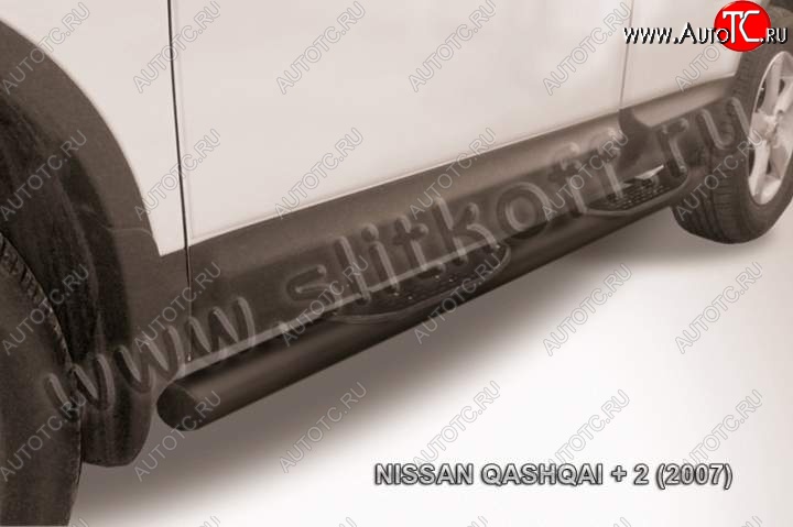 12 399 р. Защита порогов Slitkoff  Nissan Qashqai +2  1 (2008-2010) J10 дорестайлинг (Цвет: серебристый)  с доставкой в г. Таганрог