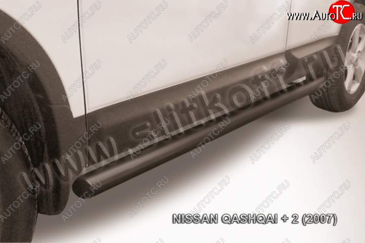 11 749 р. Защита порогов Slitkoff  Nissan Qashqai +2  1 (2008-2010) J10 дорестайлинг (Цвет: серебристый)  с доставкой в г. Таганрог