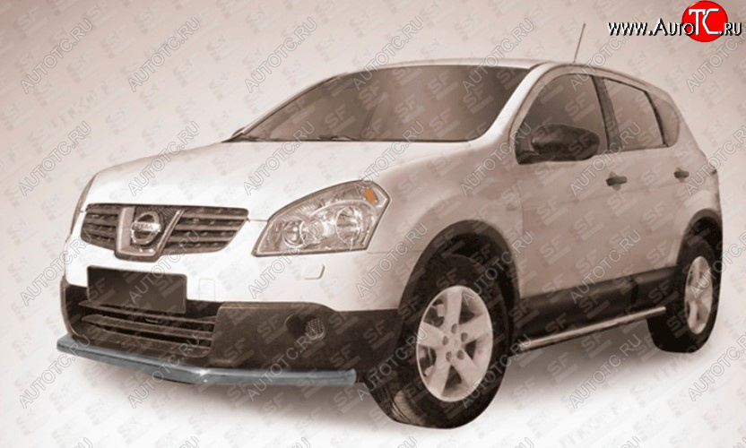 9 899 р. Защита переднего бампера Slitkoff (Ø 57 мм, длинная).  Nissan Qashqai  1 (2010-2013) J10 рестайлинг (Сталь с полимерным покрытием. Цвет: серебристый)  с доставкой в г. Таганрог