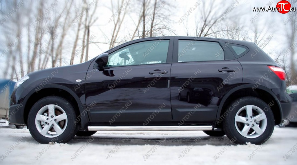 20 849 р. Защита порогов из круглой трубы диаметром 63 мм SLITKOFF v2  Nissan Qashqai  1 (2010-2013) J10 рестайлинг  с доставкой в г. Таганрог