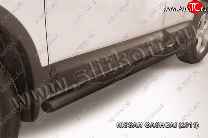 13 599 р. Защита порогов Slitkoff  Nissan Qashqai  1 (2010-2013) J10 рестайлинг (Цвет: серебристый)  с доставкой в г. Таганрог