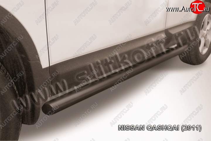 12 899 р. Защита порогов Slitkoff  Nissan Qashqai  1 (2010-2013) J10 рестайлинг (Цвет: серебристый)  с доставкой в г. Таганрог