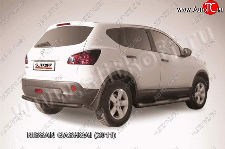 8 449 р. Защита задняя Slitkoff Nissan Qashqai 1 J10 рестайлинг (2010-2013) (Цвет: серебристый)  с доставкой в г. Таганрог