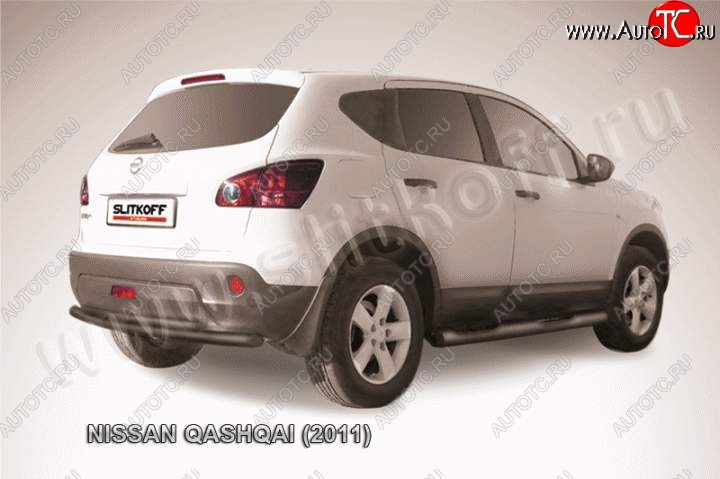 9 949 р. Защита задняя Slitkoff Nissan Qashqai 1 J10 рестайлинг (2010-2013) (Цвет: серебристый)  с доставкой в г. Таганрог