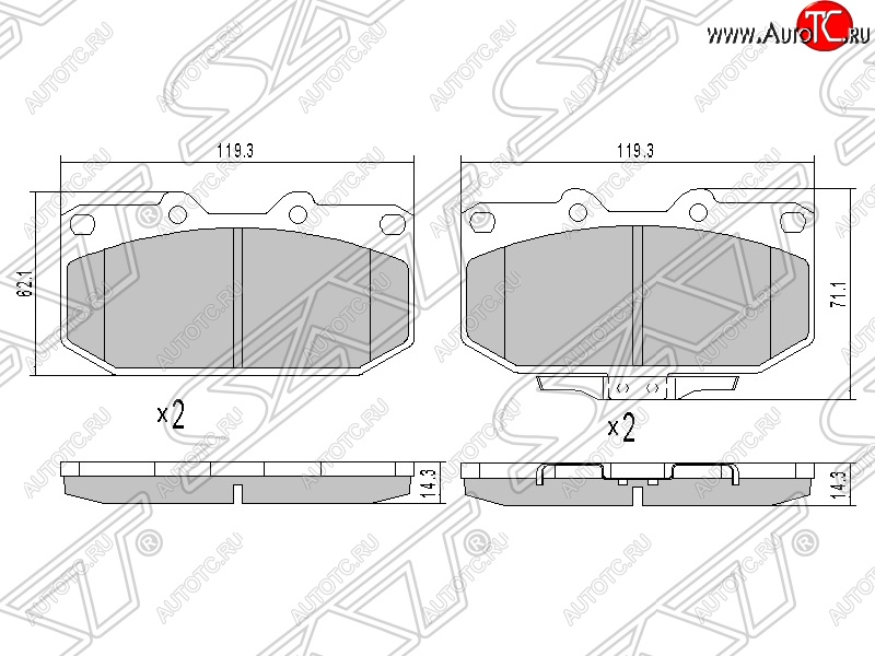 1 299 р. Колодки тормозные SAT (передние) Subaru Impreza GD седан дорестайлинг (2000-2002)  с доставкой в г. Таганрог