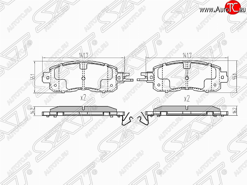 1 699 р. Колодки тормозные (передние) SAT Nissan Teana 3 L33 дорестайлинг (2014-2020)  с доставкой в г. Таганрог