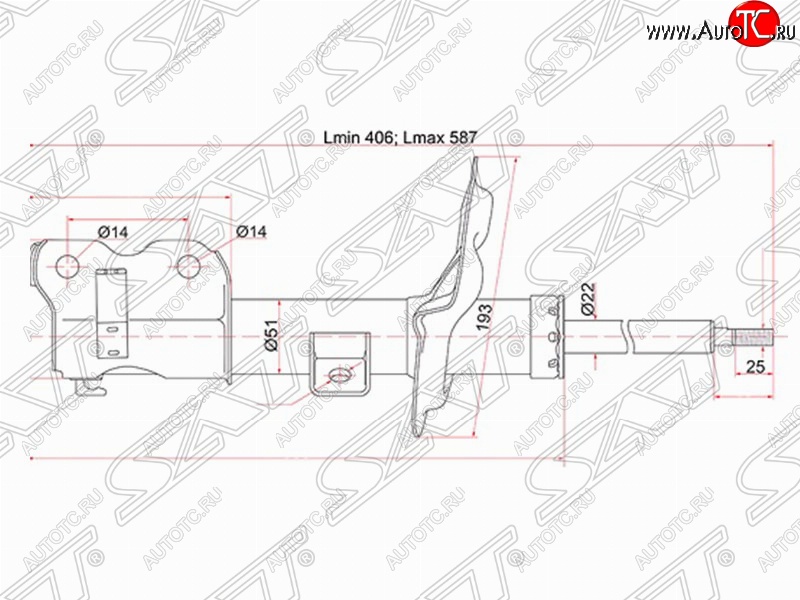 4 699 р. Правый амортизатор передний SAT Nissan Teana 1 J31 дорестайлинг (2003-2005)  с доставкой в г. Таганрог