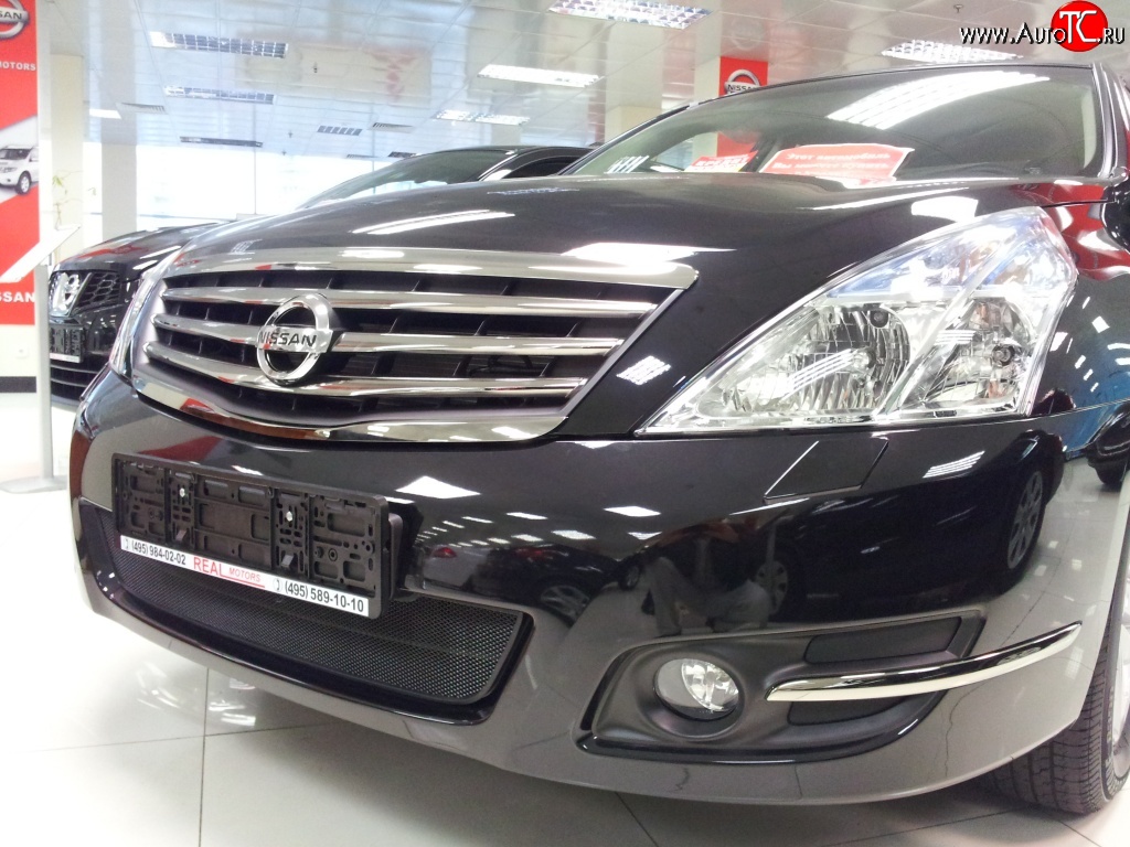 1 469 р. Сетка на бампер Russtal (черная) Nissan Teana 2 J32 дорестайлинг (2008-2011)  с доставкой в г. Таганрог