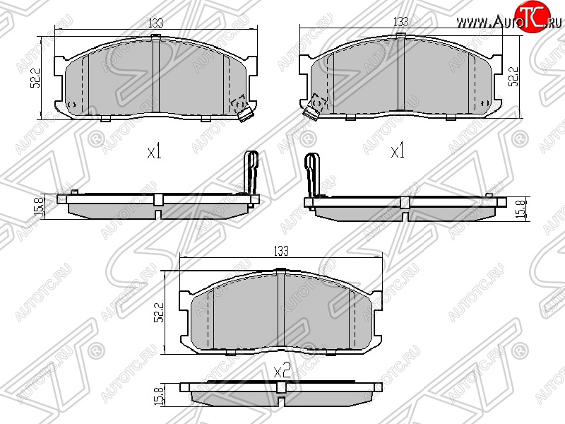 1 269 р. Колодки тормозные SAT (передние) Nissan Terrano WD21 дорестайлинг (1985-1995)  с доставкой в г. Таганрог