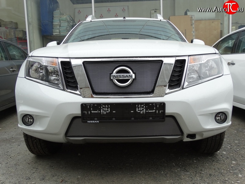 1 539 р. Нижняя сетка на бампер Russtal (хром)  Nissan Terrano  D10 (2013-2022) дорестайлинг, рестайлинг  с доставкой в г. Таганрог