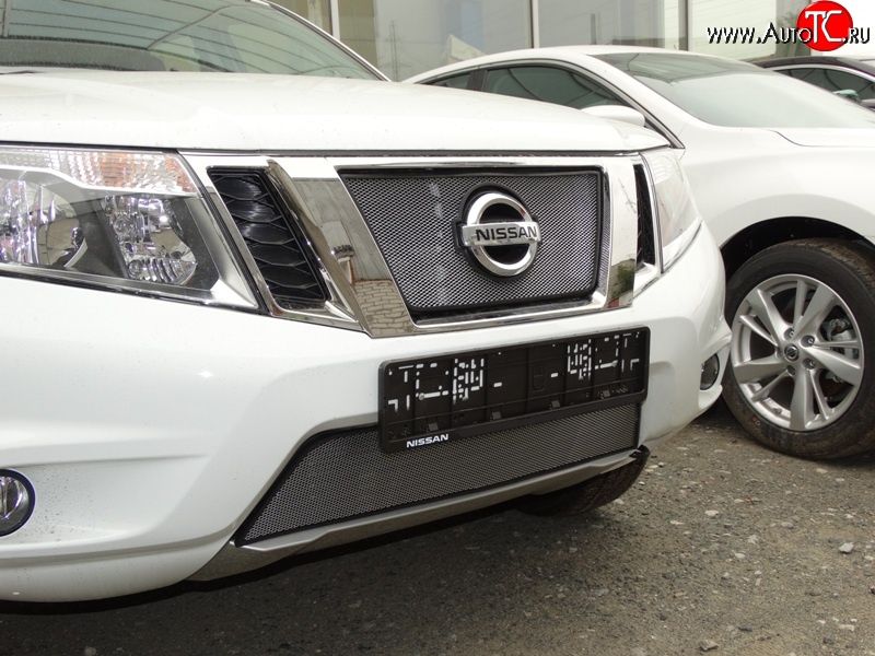 1 599 р. Сетка в решетку радиатора Russtal  Nissan Terrano  D10 (2013-2022) дорестайлинг, рестайлинг (хром)  с доставкой в г. Таганрог