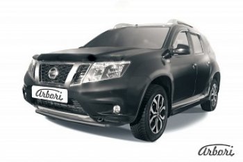 Защита переднего бампера Arbori (черная, 1 труба d42 mm). Nissan Terrano D10 рестайлинг (2016-2022)