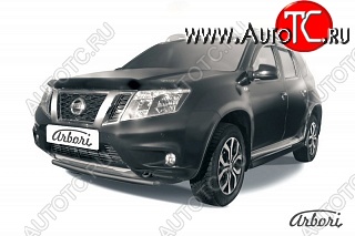 7 019 р. Защита переднего бампера Arbori (черная, 1 труба d42 mm). Nissan Terrano D10 рестайлинг (2016-2022)  с доставкой в г. Таганрог