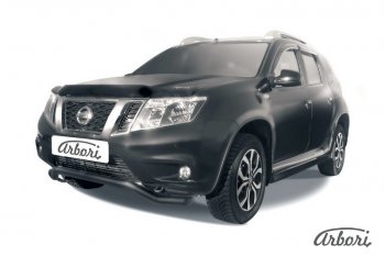 5 939 р. Защита переднего бампера Arbori (волна, черная, 1 труба d57 mm). Nissan Terrano D10 дорестайлинг (2013-2016)  с доставкой в г. Таганрог. Увеличить фотографию 1