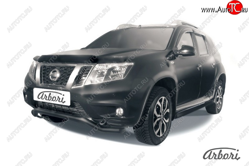 5 939 р. Защита переднего бампера Arbori (волна, черная, 1 труба d57 mm). Nissan Terrano D10 рестайлинг (2016-2022)  с доставкой в г. Таганрог