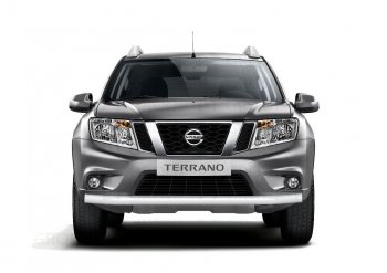 4 299 р. Защита переднего бампера (одинарная, Ø63 мм) Petroil Tuning Nissan Terrano D10 рестайлинг (2016-2022) (Серебристый (Искра))  с доставкой в г. Таганрог. Увеличить фотографию 3