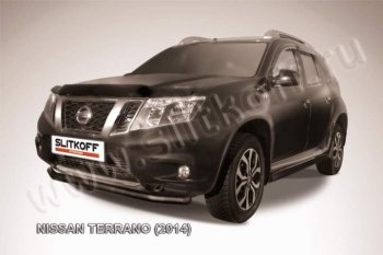 6 799 р. Защита переднего бампер Slitkoff Nissan Terrano D10 дорестайлинг (2013-2016) (Цвет: серебристый)  с доставкой в г. Таганрог. Увеличить фотографию 1