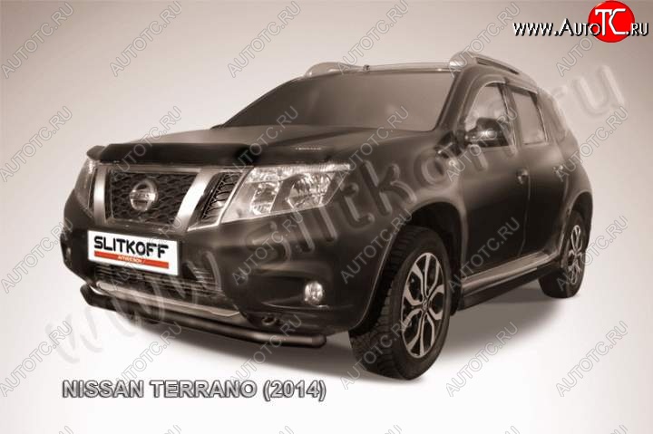 7 549 р. Защита переднего бампер Slitkoff Nissan Terrano D10 рестайлинг (2016-2022) (Цвет: серебристый)  с доставкой в г. Таганрог