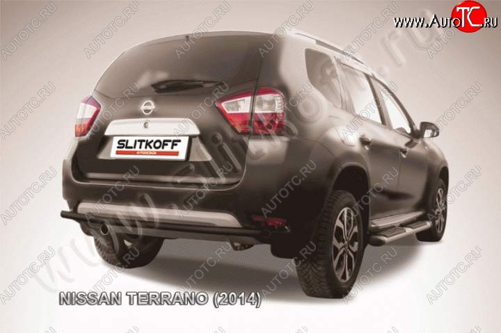 5 299 р. Защита задняя Slitkoff  Nissan Terrano  D10 (2013-2022) дорестайлинг, рестайлинг (Цвет: серебристый)  с доставкой в г. Таганрог