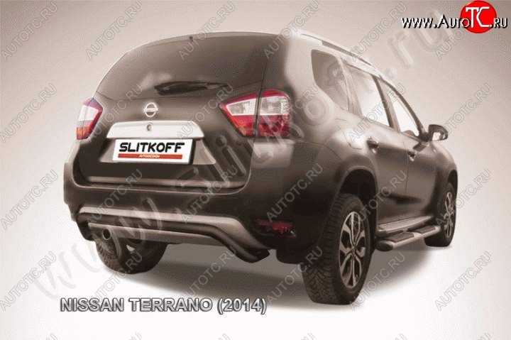 7 299 р. Защита задняя Slitkoff  Nissan Terrano  D10 (2013-2022) дорестайлинг, рестайлинг (Цвет: серебристый)  с доставкой в г. Таганрог