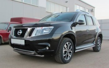 Защита переднего бампера Slitkoff (Ø 42+Ø 42, двойная). Nissan (Нисан) Terrano (Террано)  D10 (2013-2016) D10 дорестайлинг