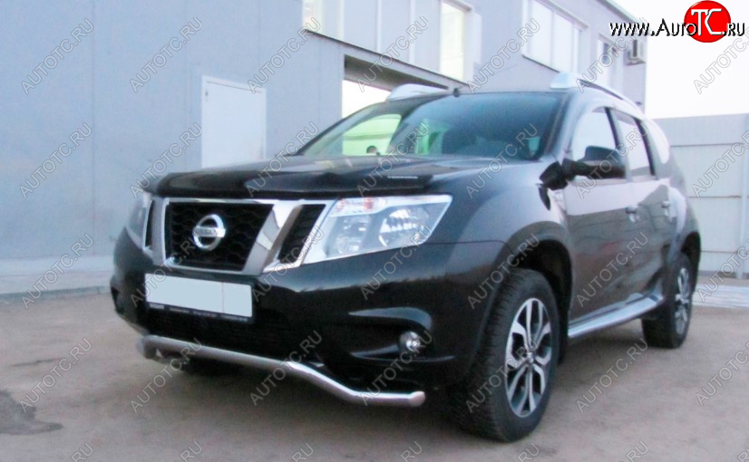 10 449 р. Защита переднего бампера Slitkoff (Ø 57, волна)  Nissan Terrano  D10 (2013-2022) дорестайлинг, рестайлинг (Нержавеющая сталь)  с доставкой в г. Таганрог