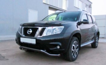 7 299 р. Защита переднего бампера Slitkoff (Ø 57, волна). Nissan Terrano D10 дорестайлинг (2013-2016) (Сталь с полимерным покрытием. Цвет: черный)  с доставкой в г. Таганрог. Увеличить фотографию 1