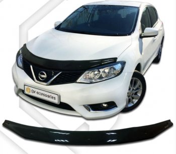 1 999 р. Дефлектор капота CA-Plastiс  Nissan Tiida  2 хэтчбек (2015-2016) C13 дорестайлинг (Classic черный, Без надписи)  с доставкой в г. Таганрог. Увеличить фотографию 1