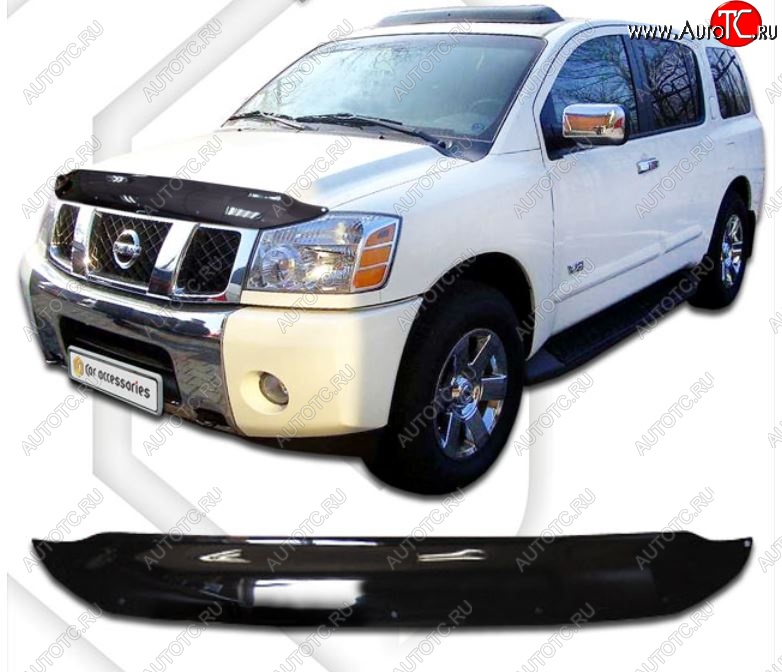 2 159 р. Дефлектор капота CA-Plastiс  Nissan titan (2003-2015) (Classic черный, Без надписи)  с доставкой в г. Таганрог