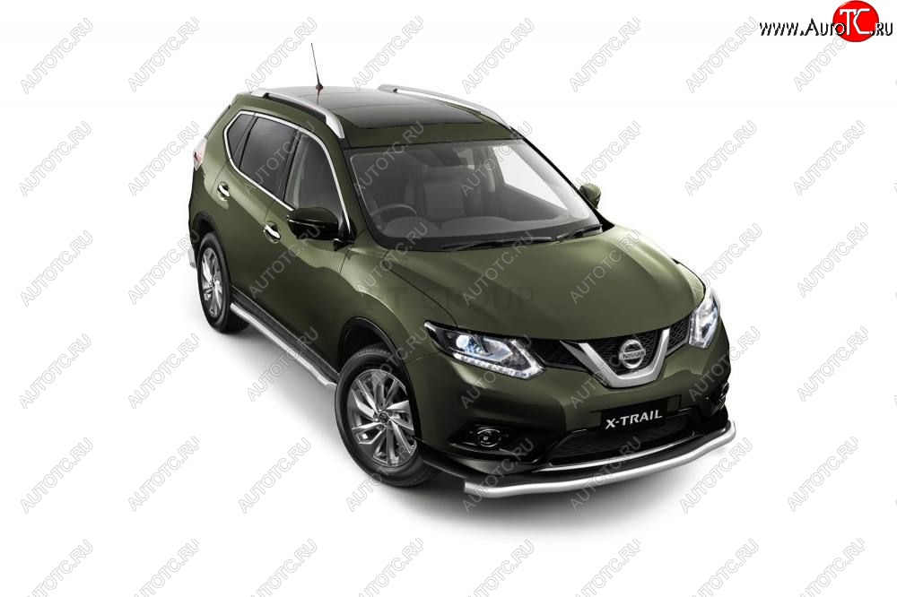 25 699 р. Защита порогов вогнутая из трубы Ø63 Petroil Tuning  Nissan X-trail  3 T32 (2013-2022) дорестайлинг, рестайлинг (Нержавеющая полированная сталь)  с доставкой в г. Таганрог