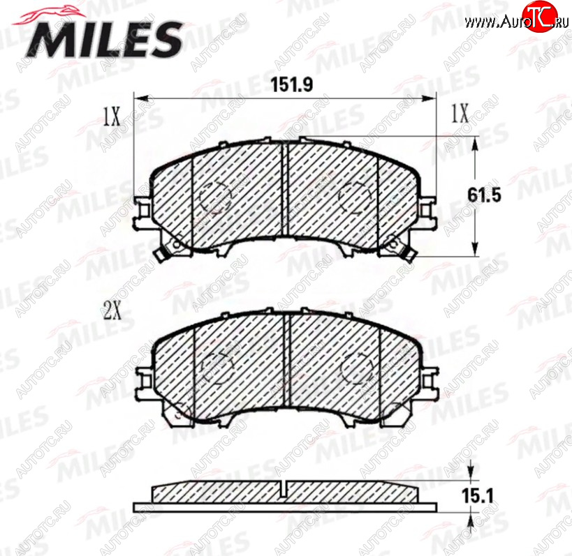 1 759 р. Комплект передних тормозных колодок (керамика) MILES Nissan X-trail 3 T32 рестайлинг (2017-2022)  с доставкой в г. Таганрог