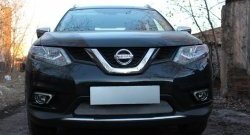 Сетка на бампер Russtal (хром) Nissan (Нисан) X-trail (Х-трейл)  3 T32 (2017-2022) 3 T32 рестайлинг