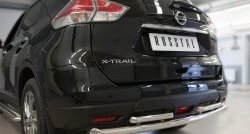 13 649 р. Защита заднего бампера (Ø63 и 42 мм, уголки, нержавейка) SLITKOFF Nissan X-trail 3 T32 рестайлинг (2017-2022)  с доставкой в г. Таганрог. Увеличить фотографию 2