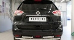 Защита заднего бампера (Ø63 и 42 мм, уголки, нержавейка) SLITKOFF Nissan X-trail 3 T32 рестайлинг (2017-2022)