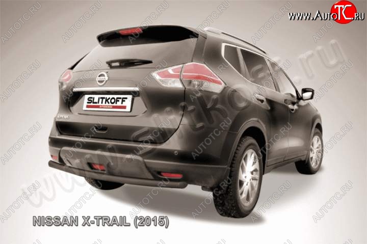 8 449 р. Защита задняя Slitkoff Nissan X-trail 3 T32 рестайлинг (2017-2022) (Цвет: серебристый)  с доставкой в г. Таганрог