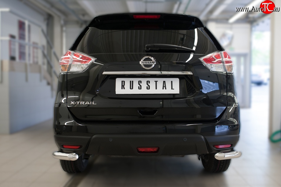 15 599 р. Защита заднего бампера (Ø63 мм уголки, нержавейка) SLITKOFF Nissan X-trail 3 T32 рестайлинг (2017-2022)  с доставкой в г. Таганрог