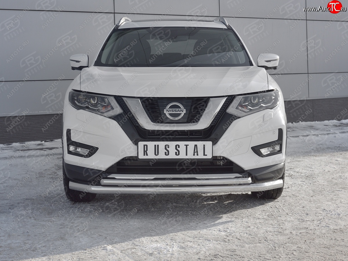 17 949 р. Защита переднего бампера (Ø63 и 42 мм)  Nissan X-trail  3 T32 (2013-2018) дорестайлинг  с доставкой в г. Таганрог