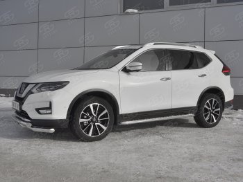 22 599 р. Защита переднего бампера (Ø63 мм с клыками, нержавейка) SLITKOFF Nissan X-trail 3 T32 дорестайлинг (2013-2018)  с доставкой в г. Таганрог. Увеличить фотографию 2