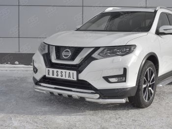 22 599 р. Защита переднего бампера (Ø63 мм с клыками, нержавейка) SLITKOFF Nissan X-trail 3 T32 дорестайлинг (2013-2018)  с доставкой в г. Таганрог. Увеличить фотографию 4