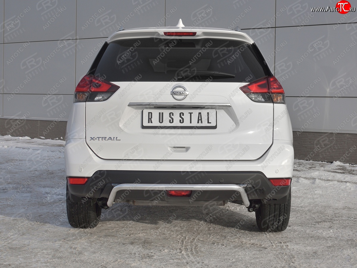 15 549 р. Защита заднего бампера (Ø42 мм волна, нержавейка) SLITKOFF Nissan X-trail 3 T32 рестайлинг (2017-2022)  с доставкой в г. Таганрог