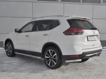 16 699 р. Защита заднего бампера (Ø63 мм уголки, нержавейка) SLITKOFF Nissan X-trail 3 T32 рестайлинг (2017-2022)  с доставкой в г. Таганрог. Увеличить фотографию 2