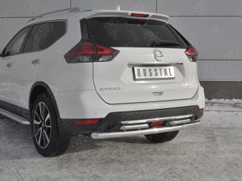 18 449 р. Защита заднего бампера (Ø63 и 42 мм , нержавейка) RUSSTAL Nissan X-trail 3 T32 рестайлинг (2017-2022)  с доставкой в г. Таганрог. Увеличить фотографию 4