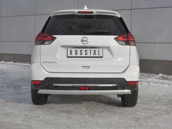 11 999 р. Защита заднего бампера (Ø75x42 мм, нержавейка) Russtal  Nissan X-trail  3 T32 (2017-2022) рестайлинг  с доставкой в г. Таганрог. Увеличить фотографию 1