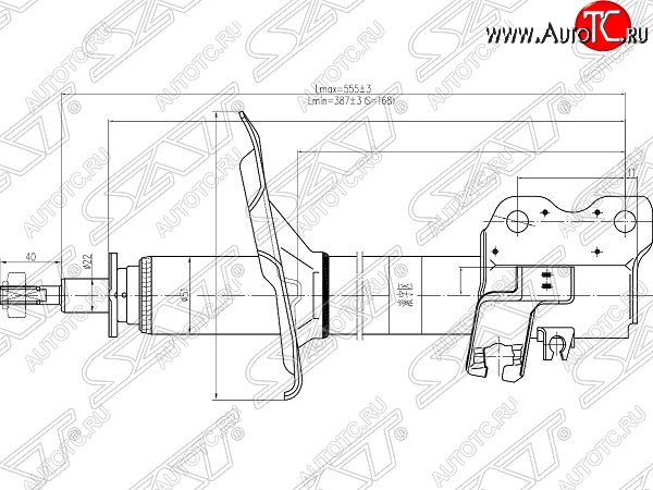 4 199 р. Правый амортизатор передний SAT  Nissan X-trail  1 T30 (2000-2003) дорестайлинг  с доставкой в г. Таганрог