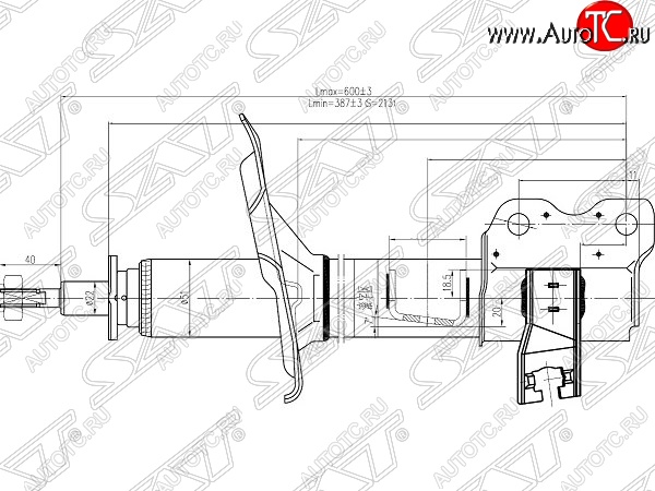 4 099 р. Правый амортизатор задний SAT  Nissan X-trail  1 T30 (2000-2003) дорестайлинг  с доставкой в г. Таганрог