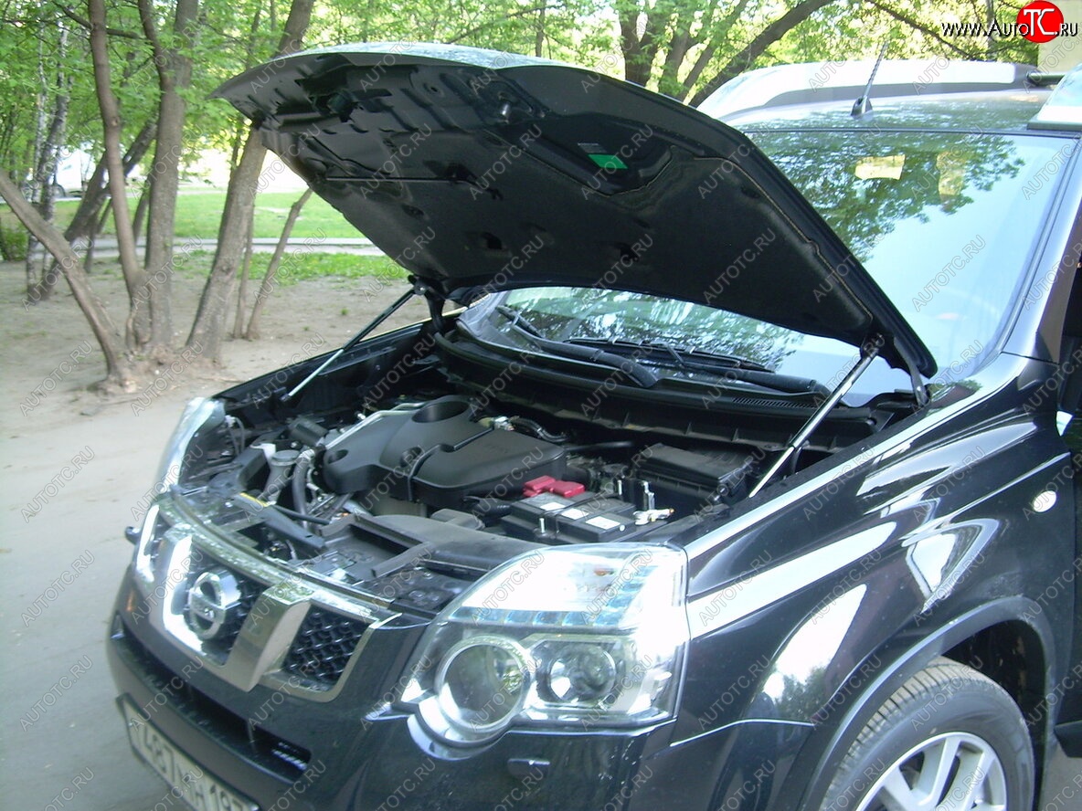 2 199 р. Упоры капота Russtal Nissan X-trail 2 T31 дорестайлинг (2007-2011)  с доставкой в г. Таганрог